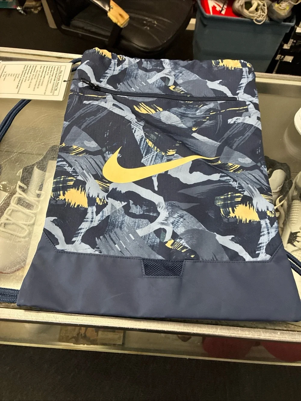 Nike Gymsack Brasilia Training Blue Camo Sling bag Zipper 20” x 13”
